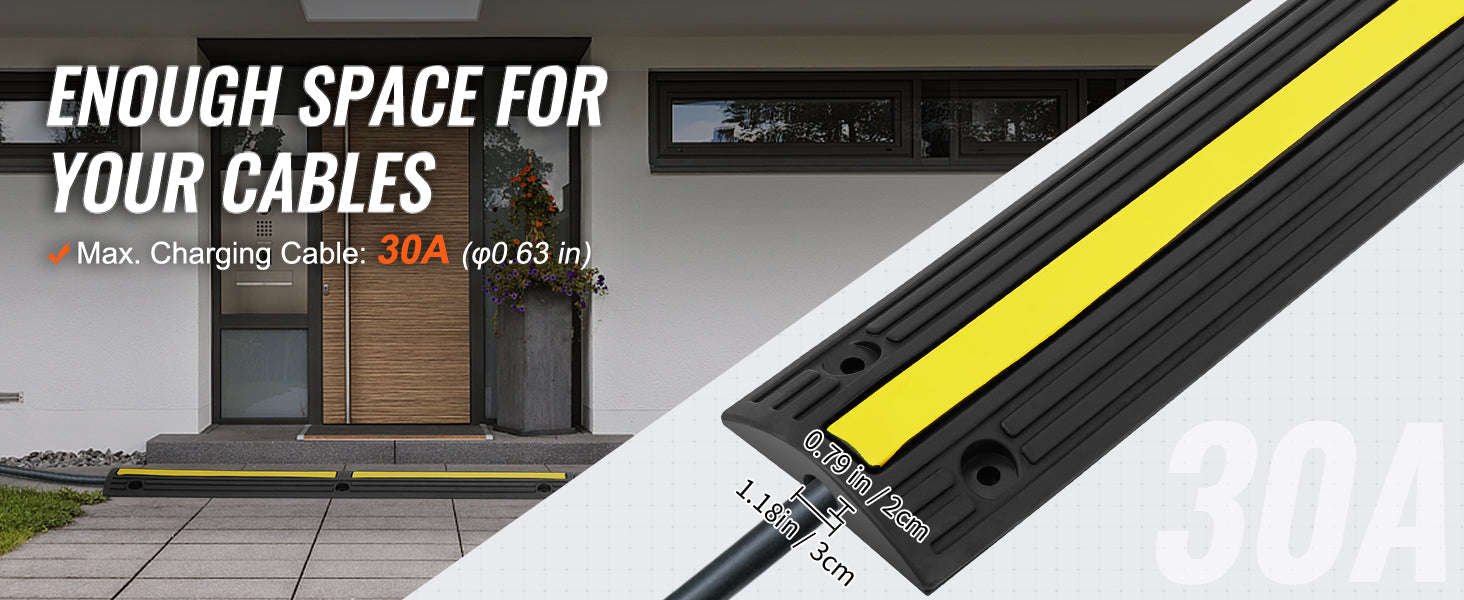 3.28ft Cable Protector Ramp 4 Pack 1 Channel Heavy Duty Rubber Speed Bump-france