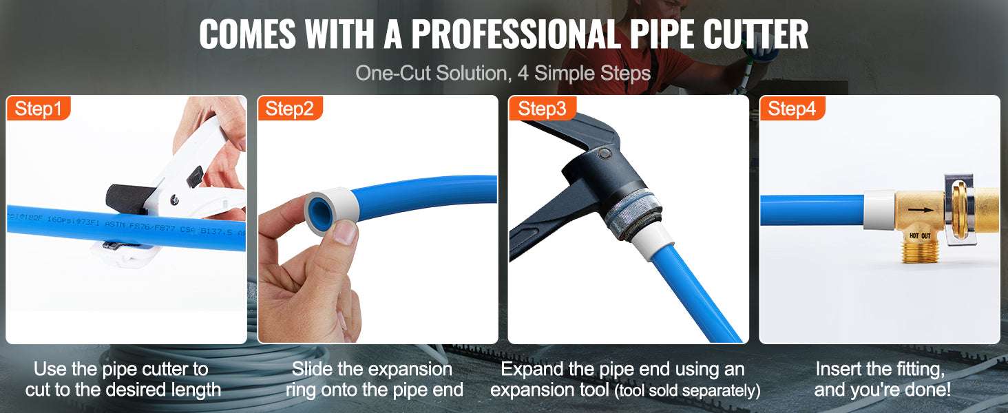 3/4 Inch PEX-A Pipe 100 Ft Flexible Tubing for Hot & Cold Water-PEX-A Blue / United States