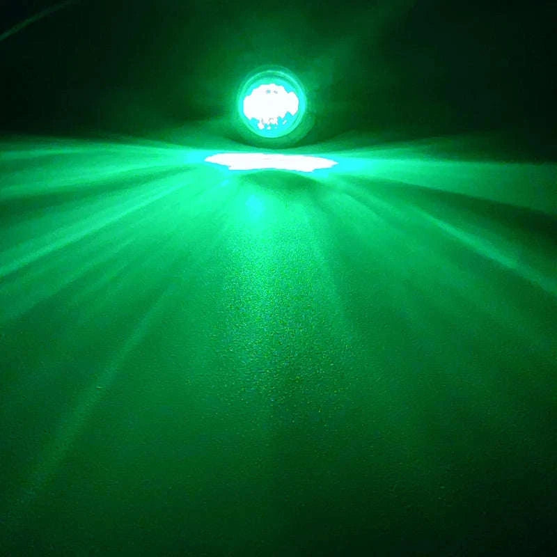 3/4" Round LED Side Marker Light for Truck Trailer Boat-Green / 12V  20PCS