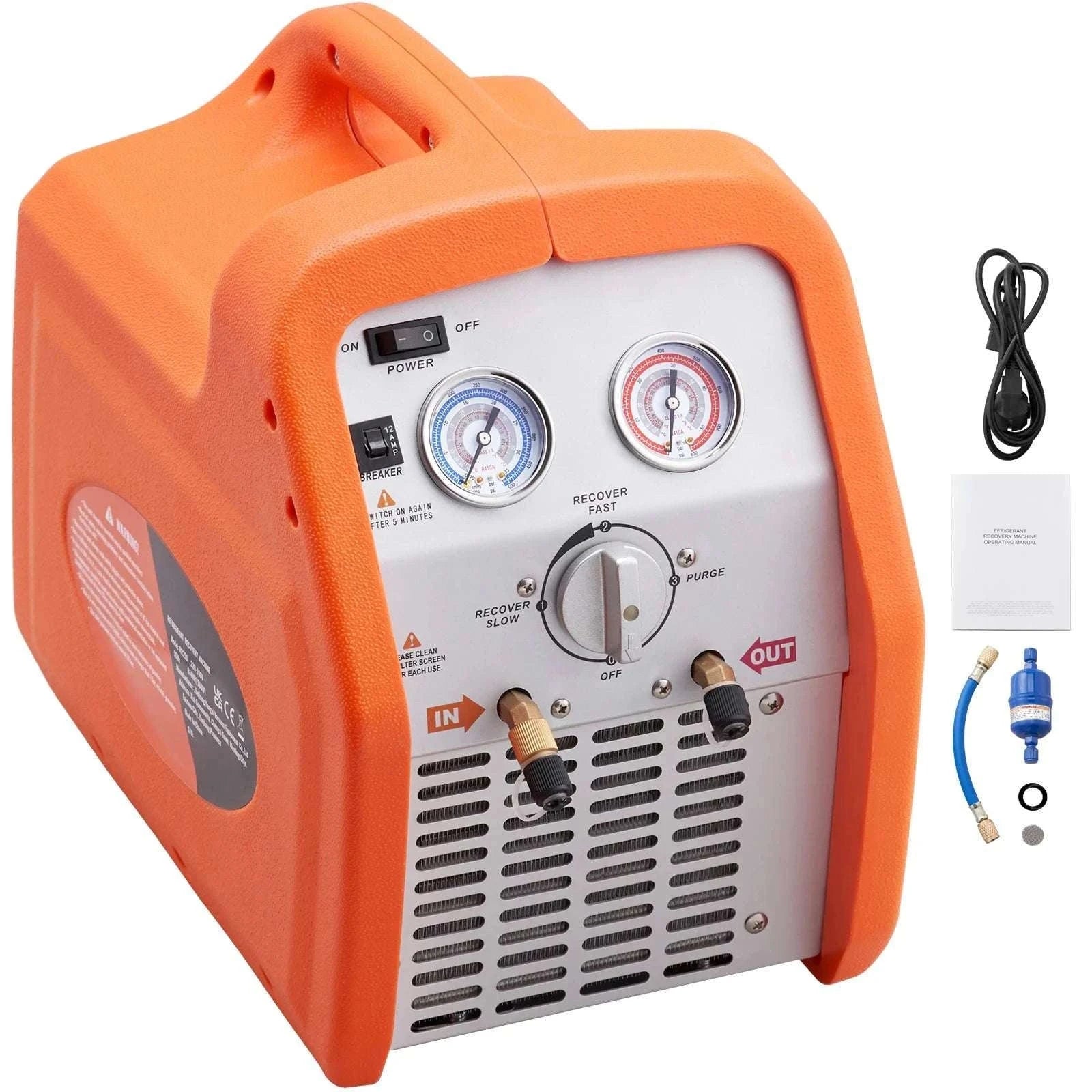3/4HP–1HP Refrigerant Recovery Machine for AC & Automotive HVAC-1HP Dual Cylinder / United States