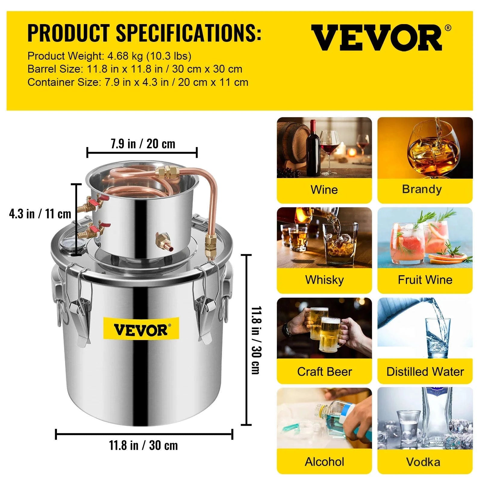3/5/8 Gal Stainless Steel Copper Distiller Kit with Pump-8 Gal / CZECH REPUBLIC