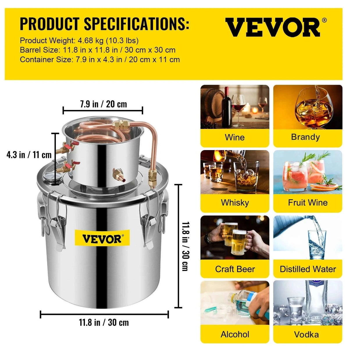 3/5/8 Gal Stainless Steel Copper Distiller Kit with Pump-8 Gal / CZECH REPUBLIC