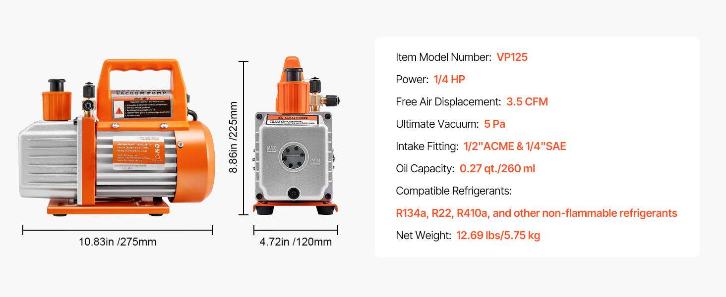 3.5 CFM HVAC Vacuum Pump 1/4 HP with Oil for AC Service-3.5 CFM 180W / EU / GERMANY