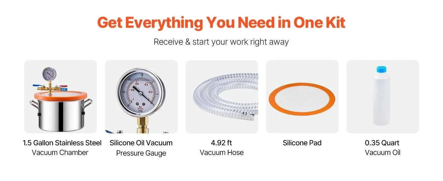3.5 CFM Vacuum Chamber Pump Kit for Resin Degassing (1.5–5 Gallon)-3.5 CFM 1.5 Gallon / EU / CZECH REPUBLIC