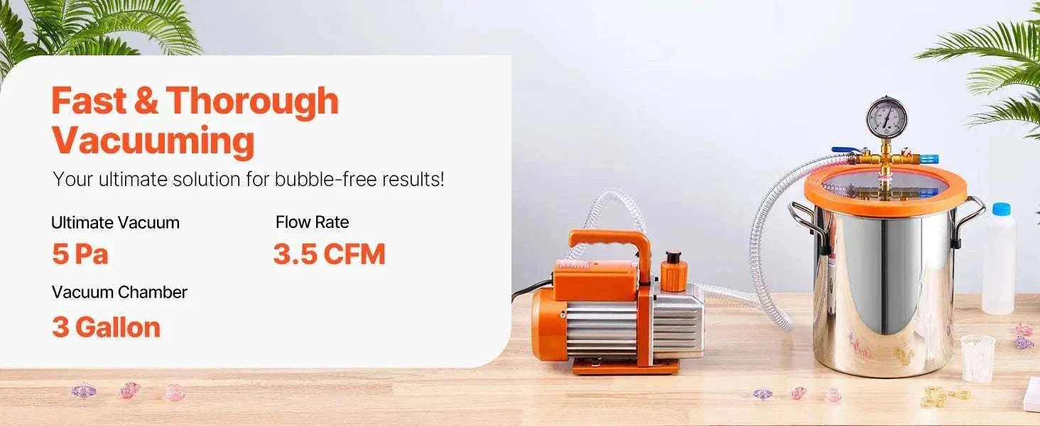3.5 CFM Vacuum Chamber Pump Kit for Resin Degassing (1.5–5 Gallon)-3.5 CFM 1.5 Gallon / EU / CZECH REPUBLIC