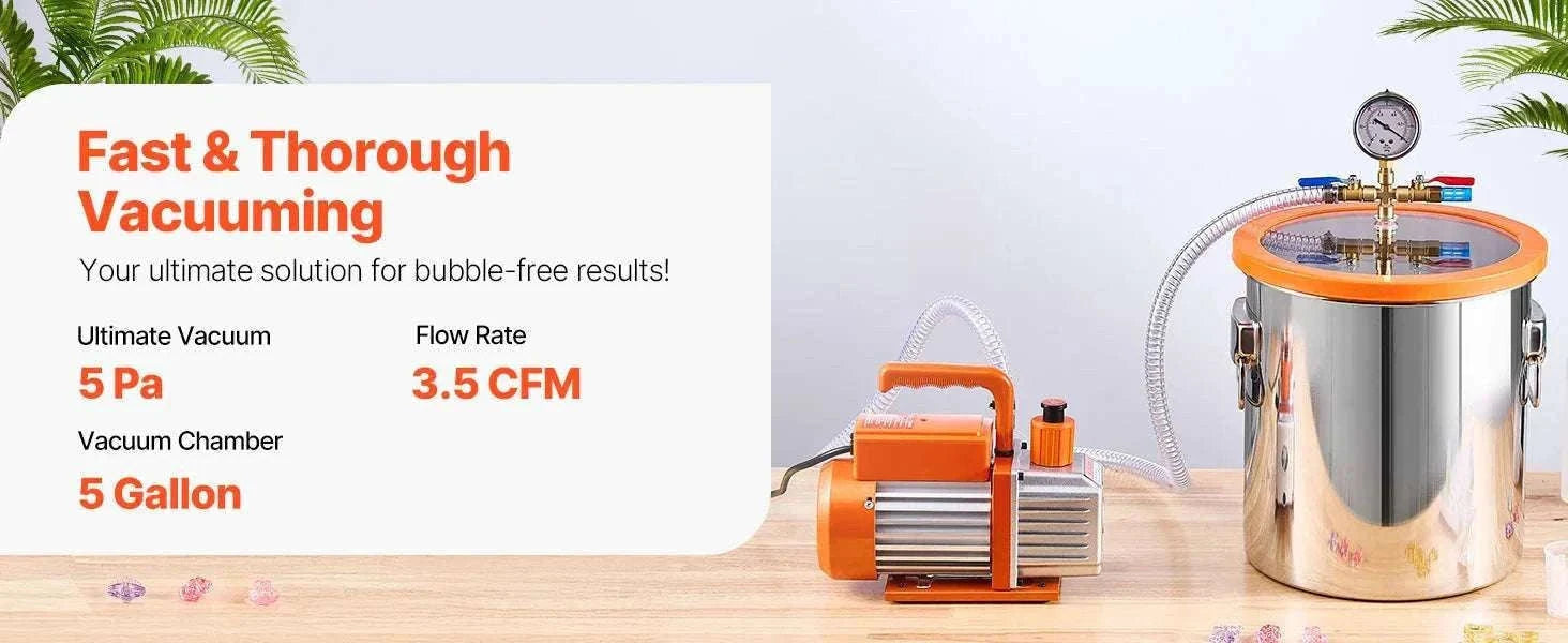 3.5 CFM Vacuum Chamber Pump Kit for Resin Degassing (1.5–5 Gallon)-3.5 CFM 1.5 Gallon / EU / CZECH REPUBLIC