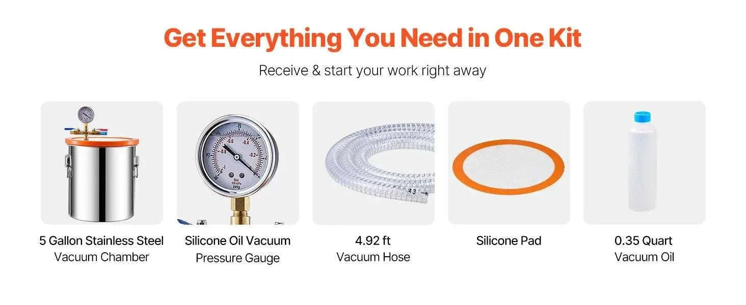 3.5 CFM Vacuum Chamber Pump Kit for Resin Degassing (1.5–5 Gallon)-3.5 CFM 1.5 Gallon / EU / CZECH REPUBLIC