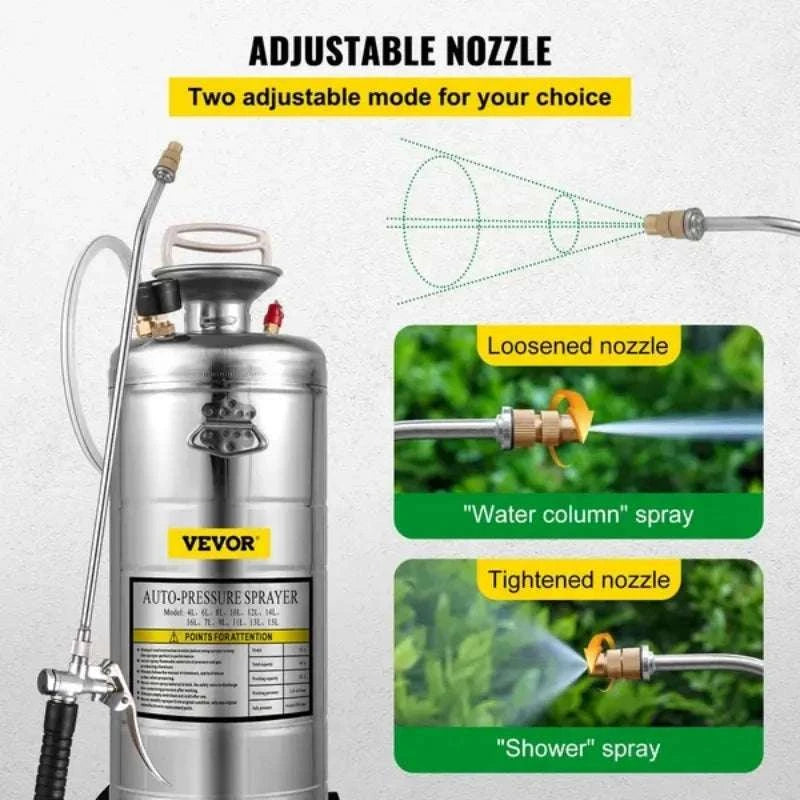 3.5 Gallon Stainless Steel Pump Sprayer with Wand & Pressure Gauge-United States