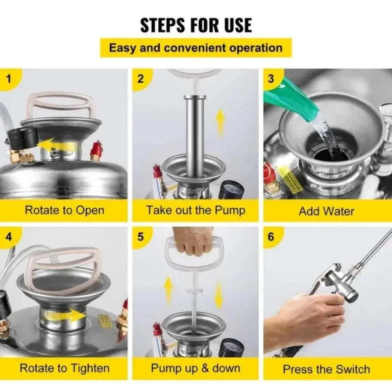 3.5 Gallon Stainless Steel Pump Sprayer with Wand & Pressure Gauge-United States