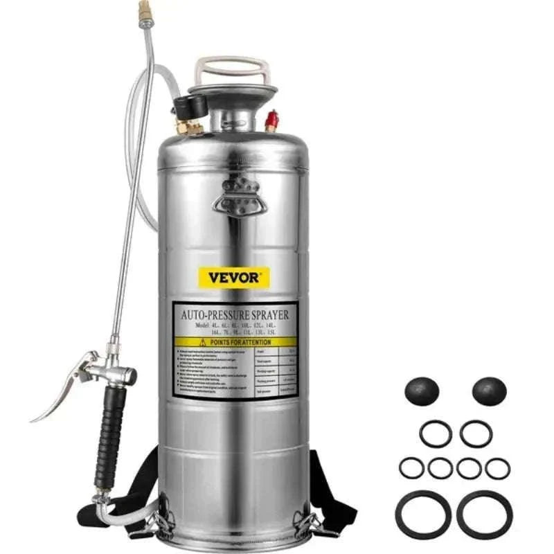 3.5 Gallon Stainless Steel Pump Sprayer with Wand & Pressure Gauge-United States