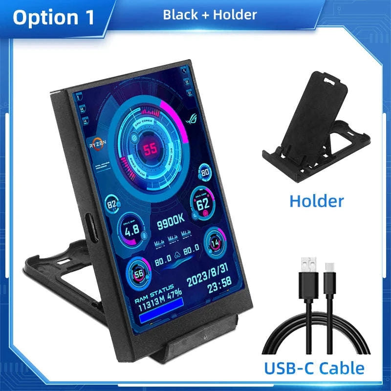 3.5 Inch IPS Secondary Screen USB‑C Monitor-White-5Pin USB