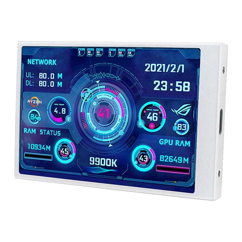 3.5 Inch IPS Secondary Screen USB‑C Monitor-White-5Pin USB