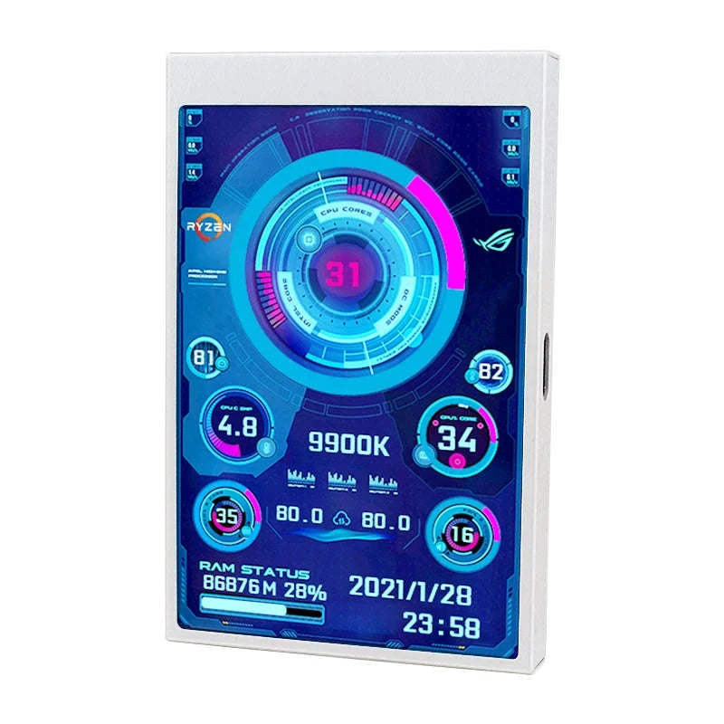 3.5 Inch IPS Secondary Screen USB‑C Monitor-White-5Pin USB
