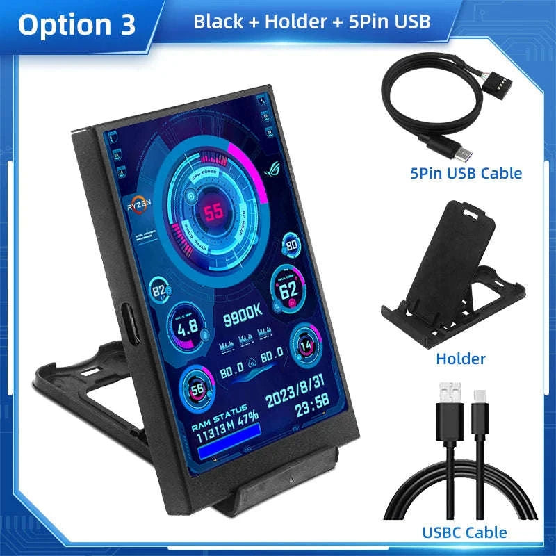 3.5 Inch IPS Secondary Screen USB‑C Monitor-White-5Pin USB