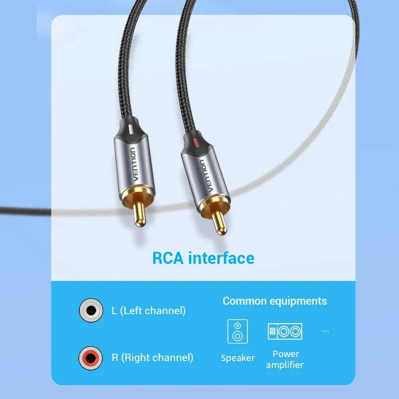 3.5mm to 2 RCA Audio Splitter Cable for Clear Sound-Alloy Shell-PVC / 5m / China Mainland