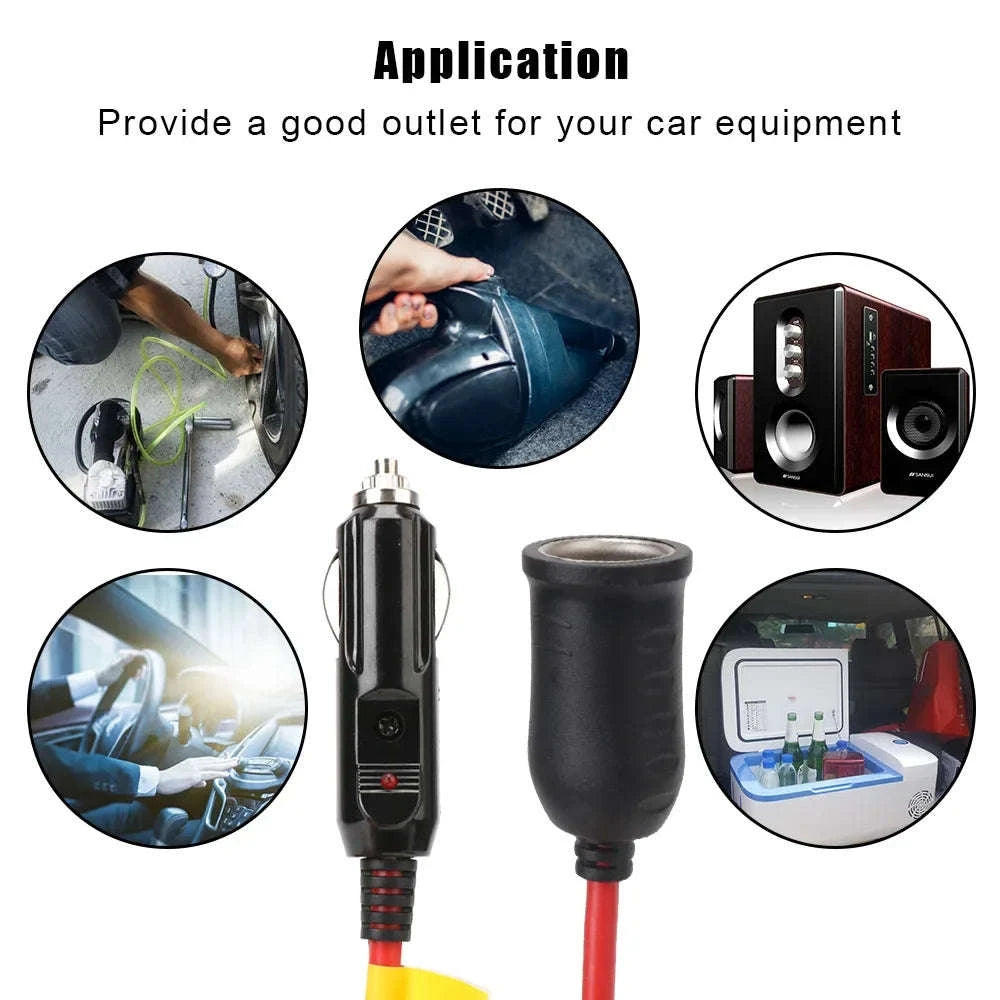 3.6m Car Power Adapter Extension Cord 15A Fuse Indicator 12V 24V-Germany / Red