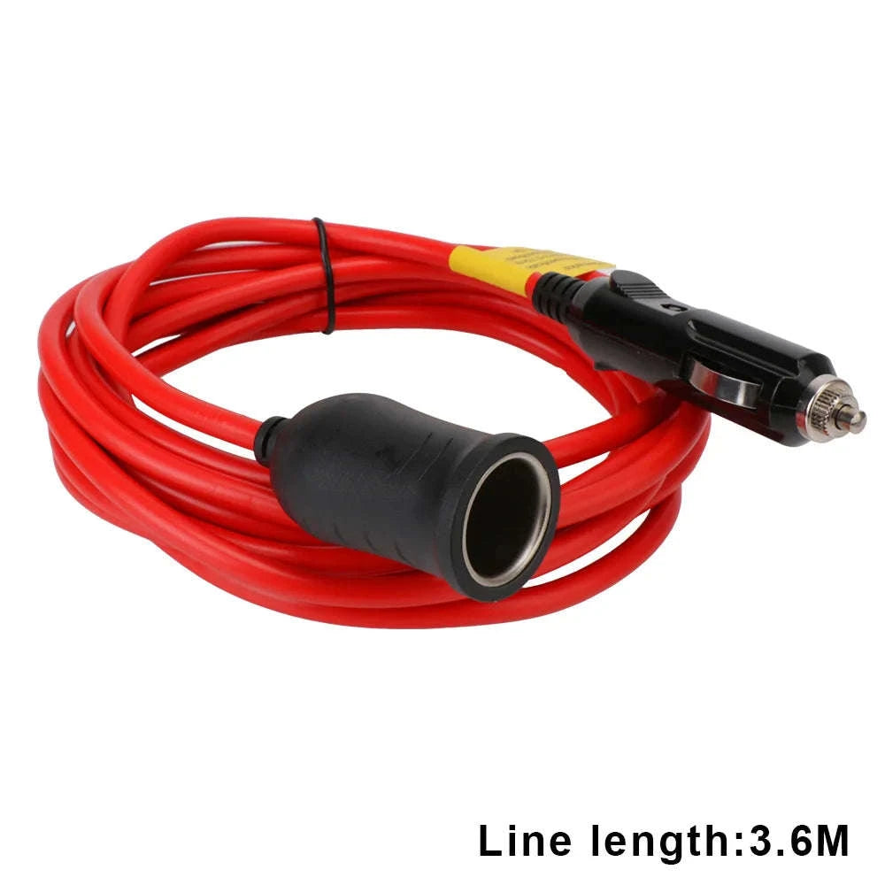 3.6m Car Power Adapter Extension Cord 15A Fuse Indicator 12V 24V-Germany / Red