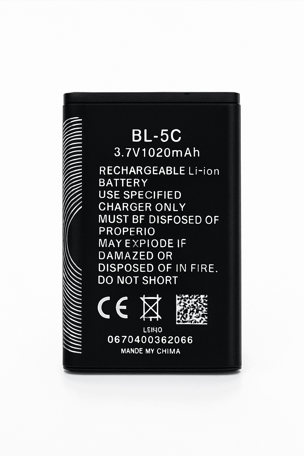 3.7V 1020mAh Nokia BL-5C Replacement Battery-WHITE