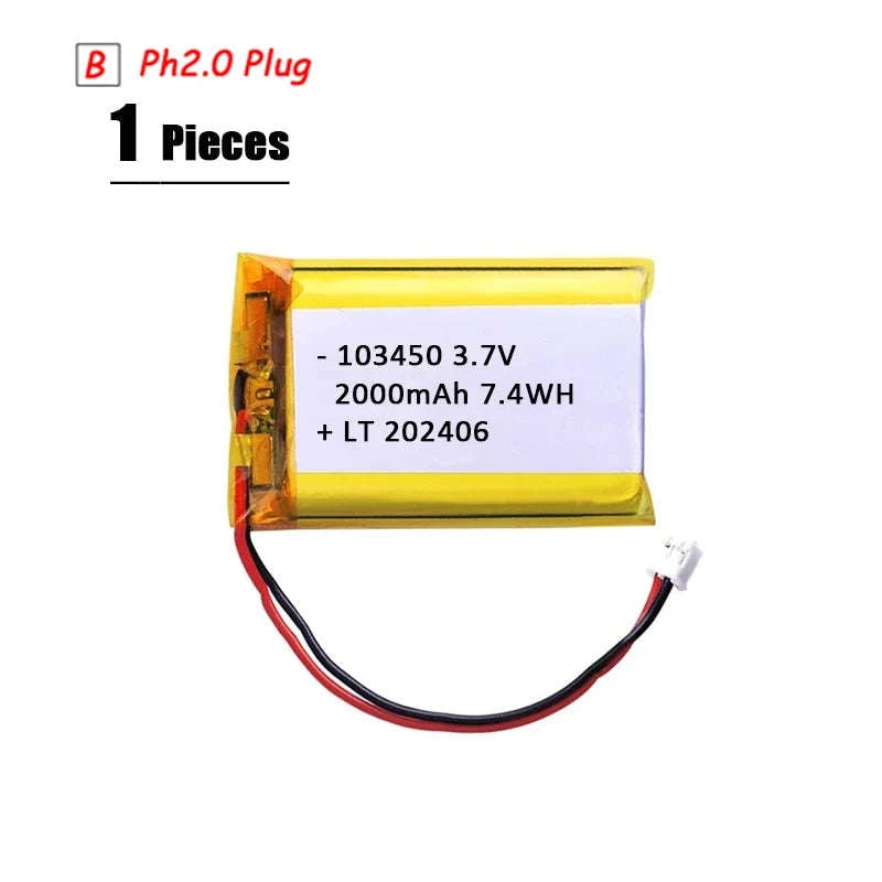 3.7V LiPo Battery with PH2.0 Plug 3000mAh-1pcs 601633 / 3.7 V