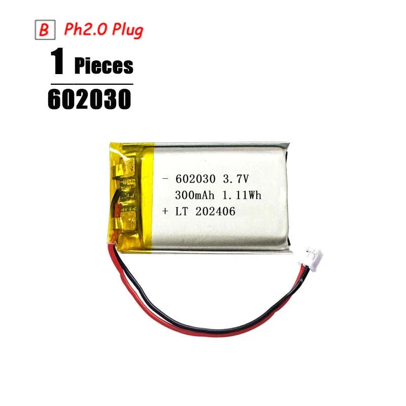 3.7V LiPo Battery with PH2.0 Plug 3000mAh-1pcs 601633 / 3.7 V
