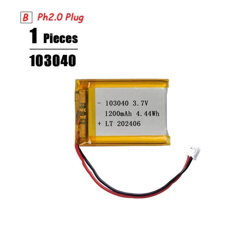 3.7V LiPo Battery with PH2.0 Plug 3000mAh-1pcs 601633 / 3.7 V