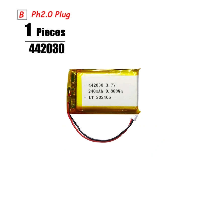 3.7V LiPo Battery with PH2.0 Plug 3000mAh-1pcs 601633 / 3.7 V