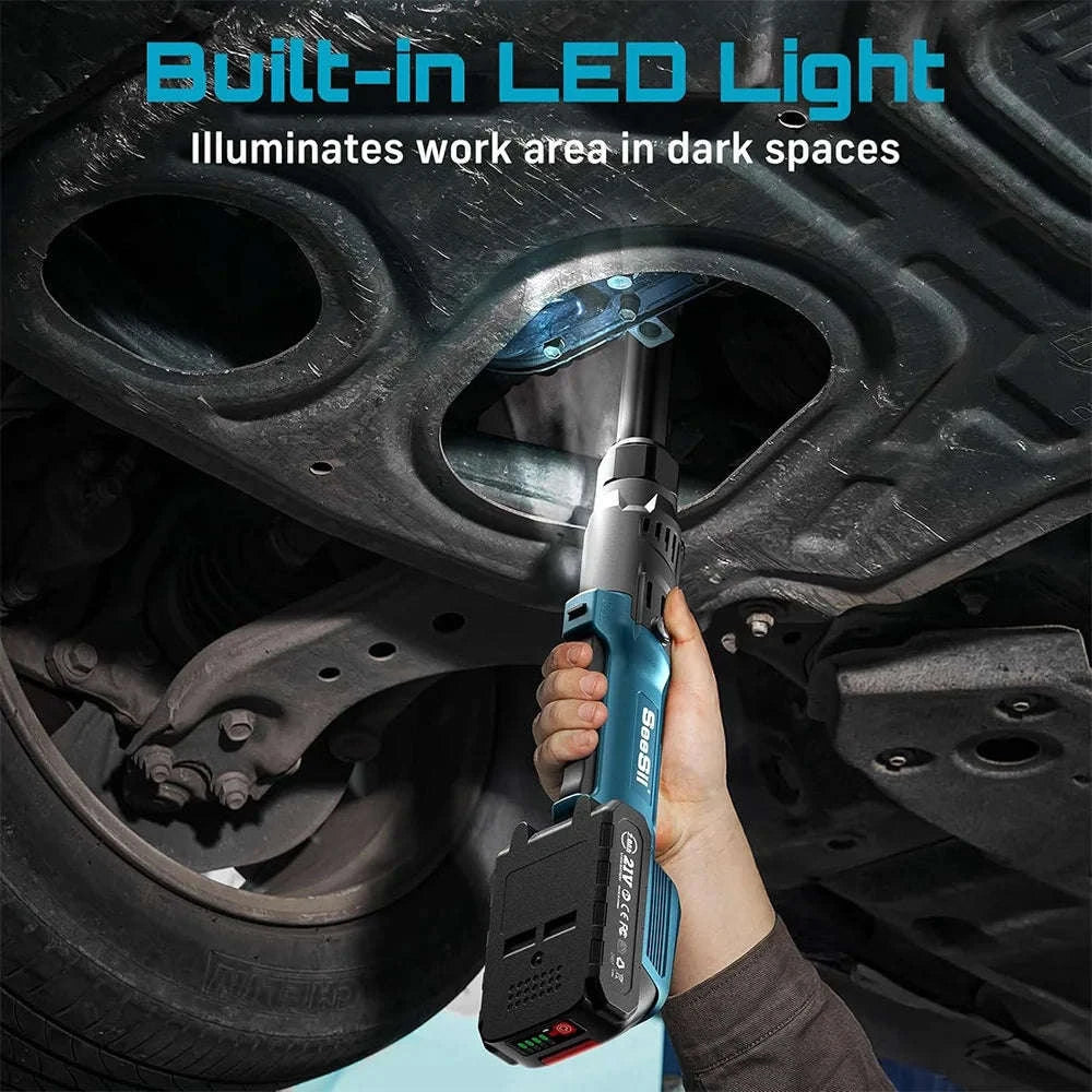 3/8" 21V Cordless Electric Ratchet Wrench 80Nm Extended Neck Rechargeable-Extended 80nm / Germany