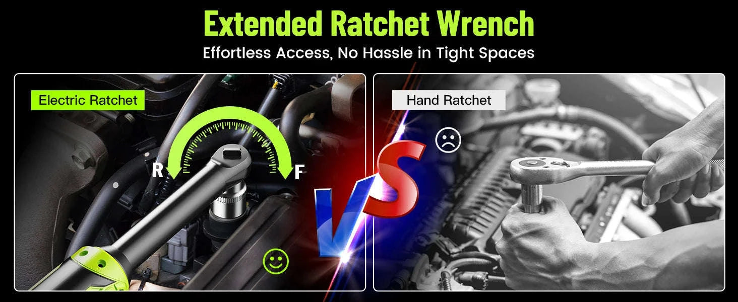 3/8 Cordless Ratchet Wrench Kit, 6-Inch Extended, 40 Ft-lbs, 400 RPM, 2.0Ah Battery-Full Kit 2 BAT / United States