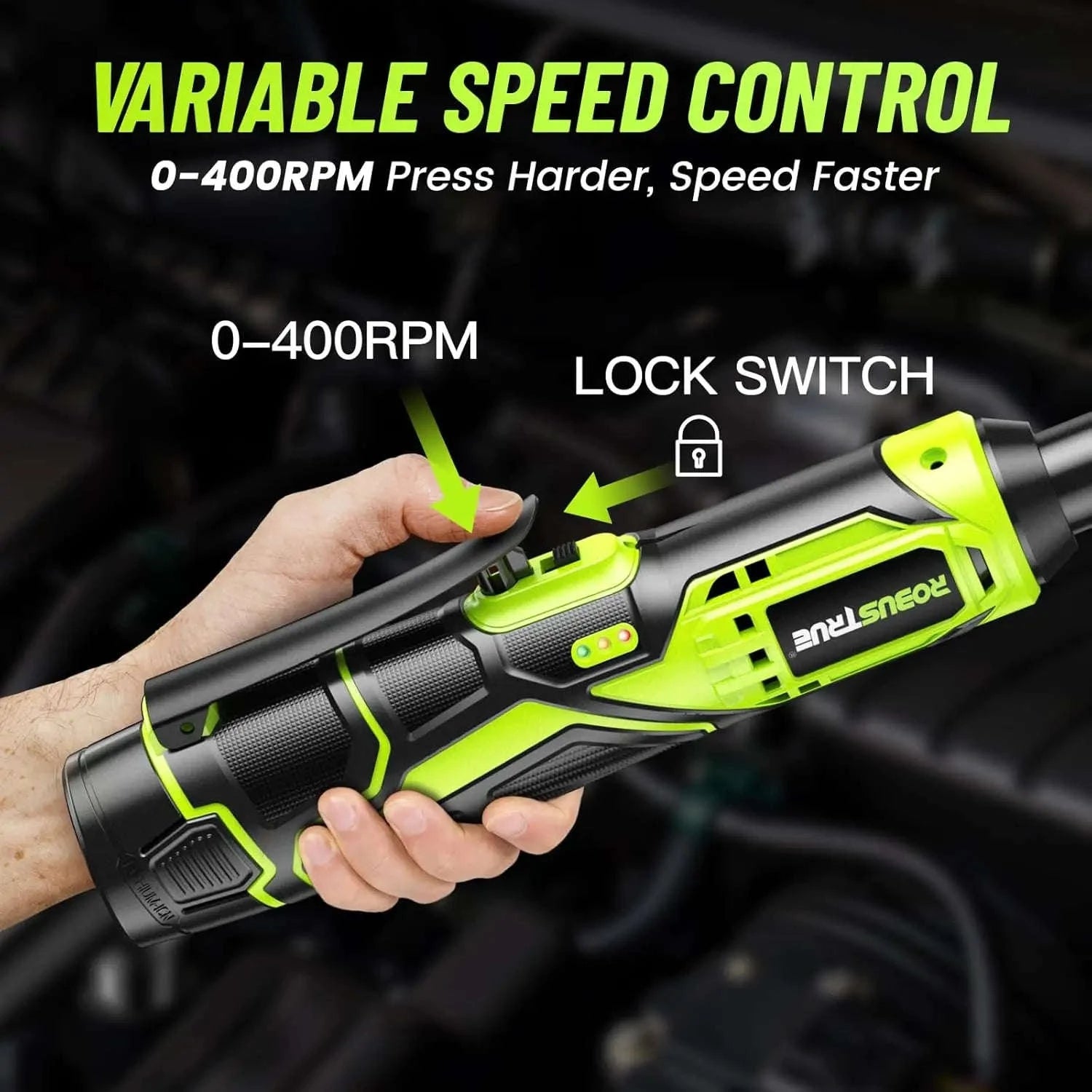 3/8 Cordless Ratchet Wrench Kit, 6-Inch Extended, 40 Ft-lbs, 400 RPM, 2.0Ah Battery-Full Kit 2 BAT / United States