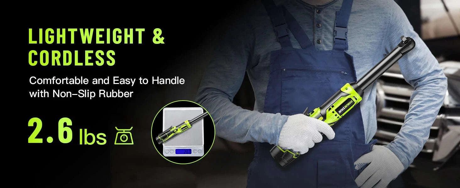 3/8 Cordless Ratchet Wrench Kit, 6-Inch Extended, 40 Ft-lbs, 400 RPM, 2.0Ah Battery-Full Kit 2 BAT / United States