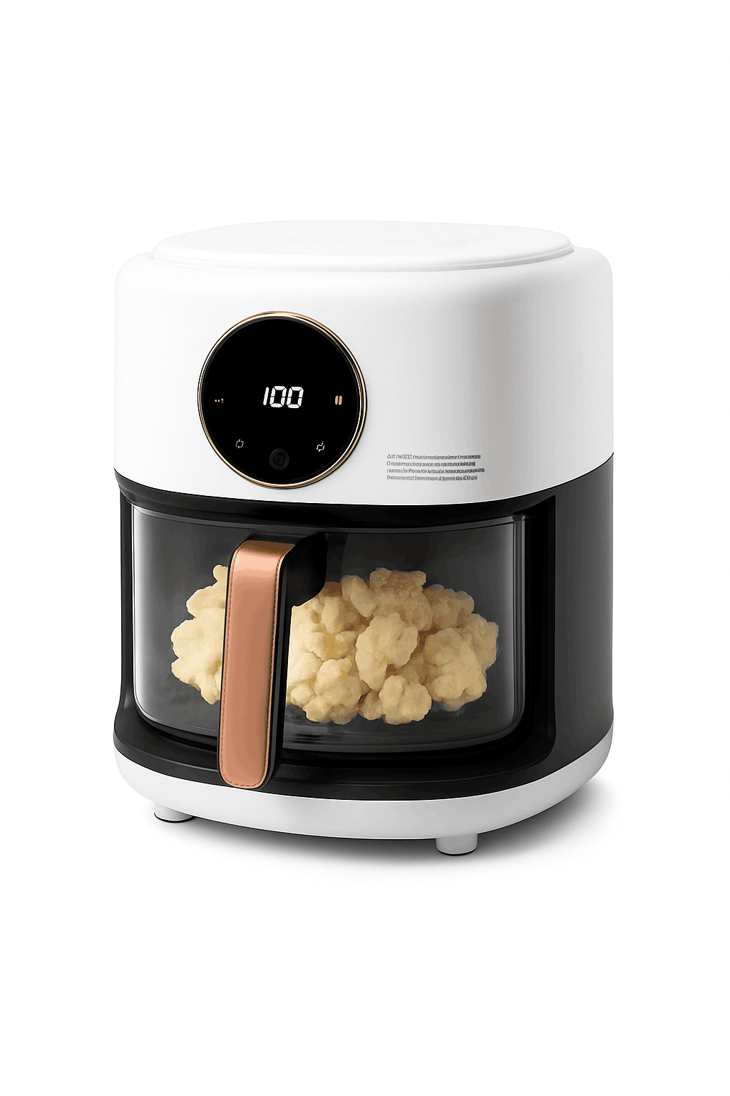 3.81Qt Portable Glass Air Fryer with Digital Display, 8 Preset Modes, White-United States