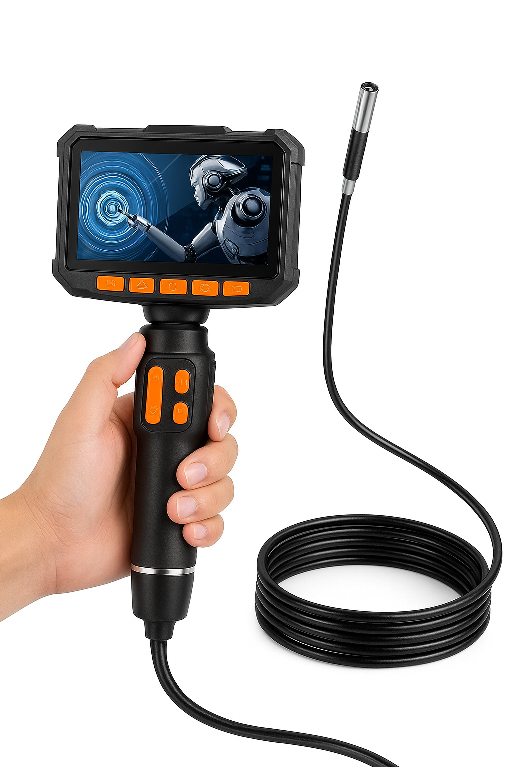 3.9mm 6mm Articulating Borescope with 4.3/5 Inch Screen 1080P HD LED Lights