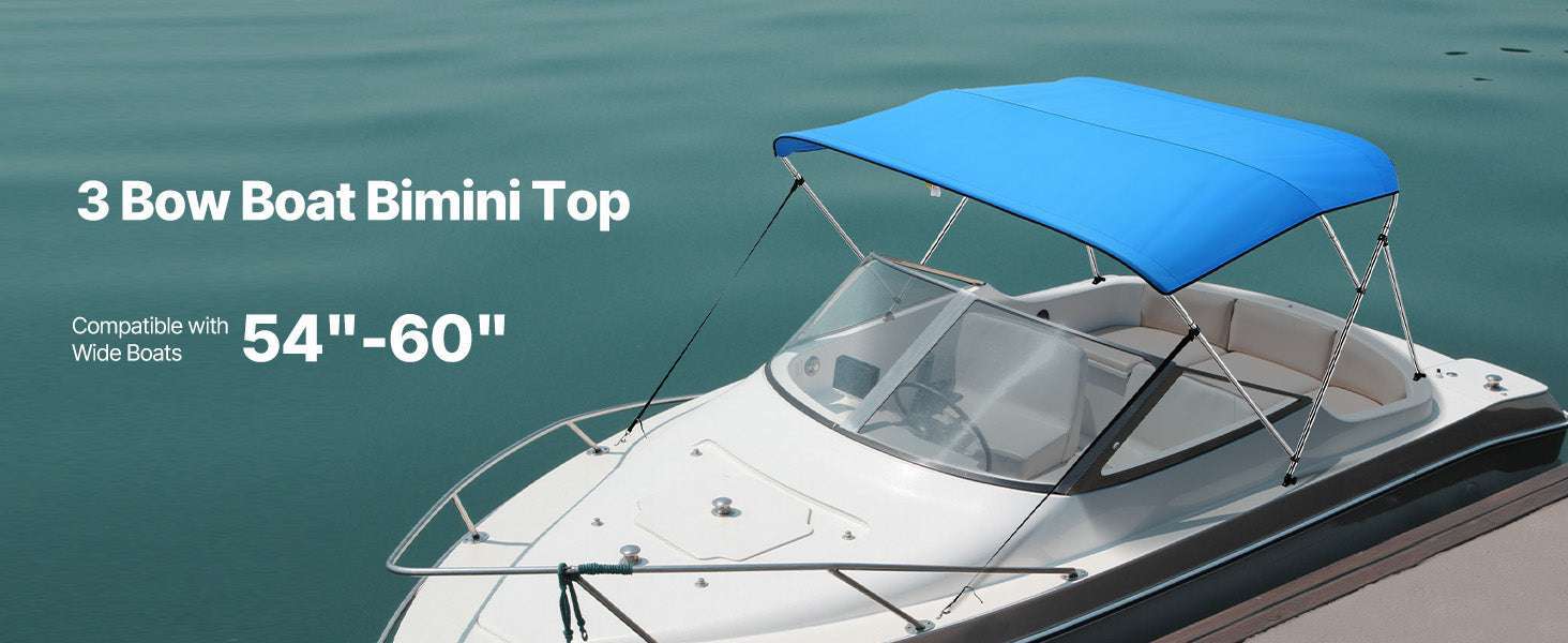 3 Bow Boat Bimini Top 600D Waterproof Sun Shade Canopy-67-72in Pacific Blue / United States