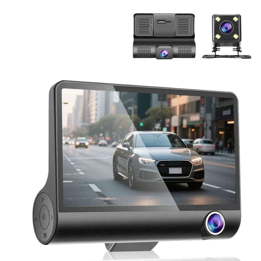 3 Camera Dash Cam 1080P Front Interior Rear with 4" Display-front inside rear / United States
