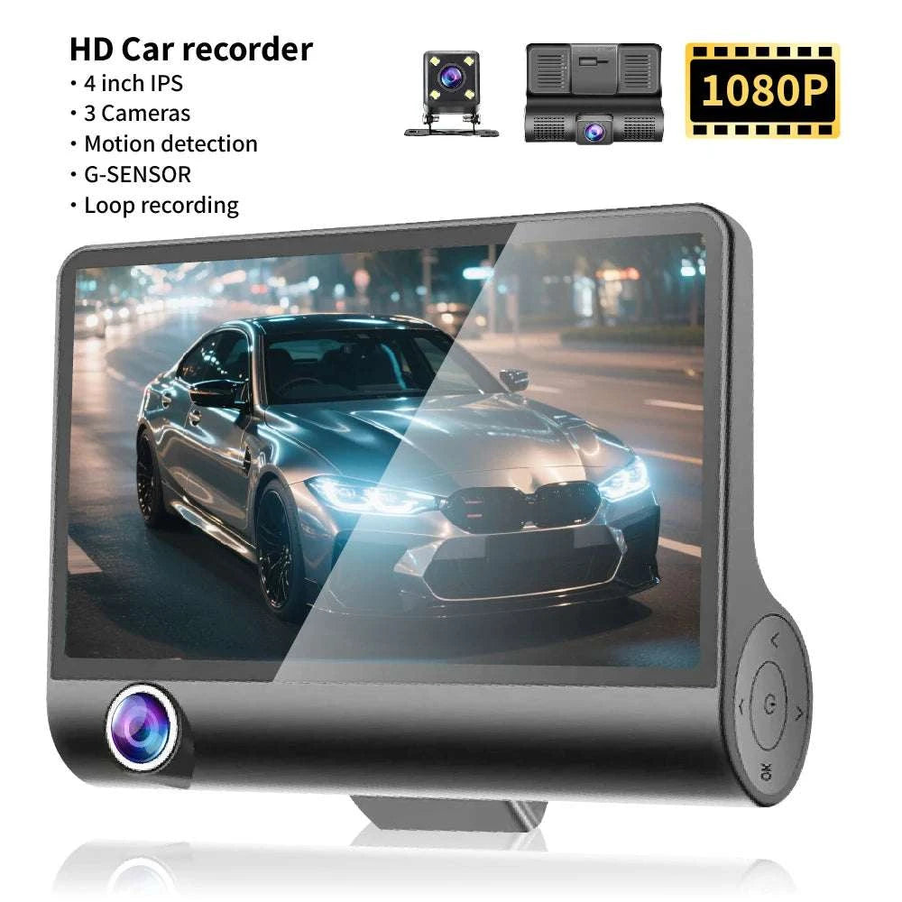 3 Camera Dash Cam 1080P Front Interior Rear with 4" Display-front inside rear / United States