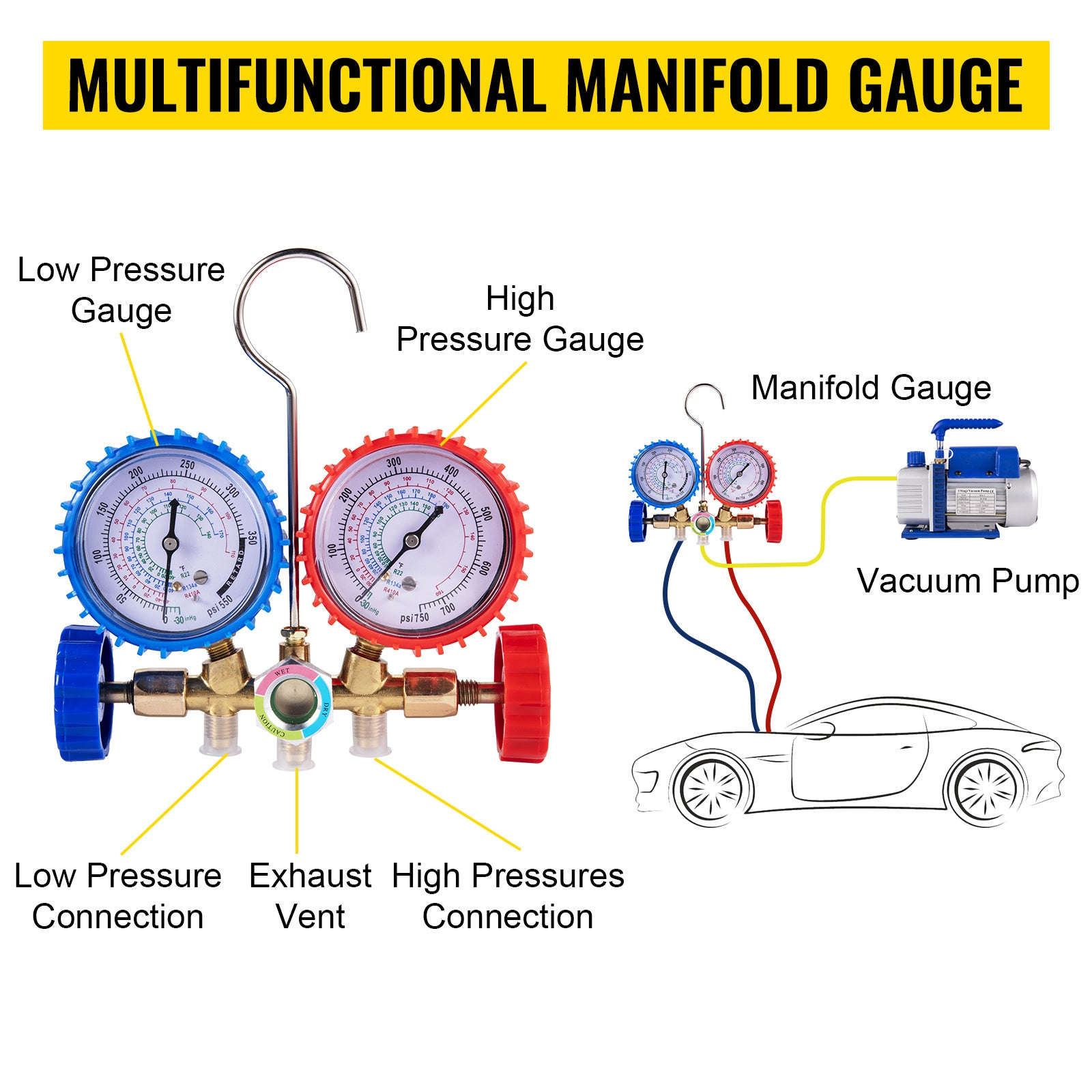 3 CFM 1/4 HP Single Stage Air Vacuum Pump Kit-3CFM 1-Stage / US / United States