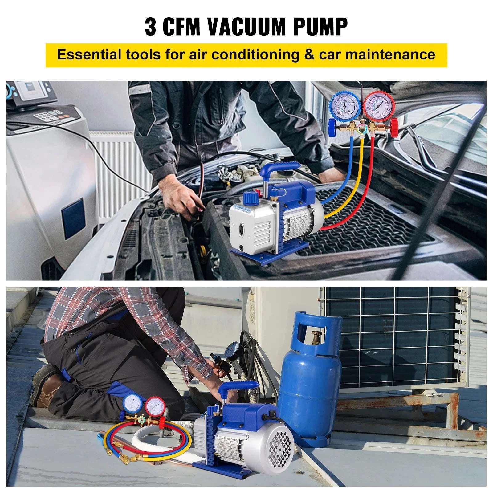 3 CFM 1/4 HP Single Stage Air Vacuum Pump Kit-3CFM 1-Stage / US / United States