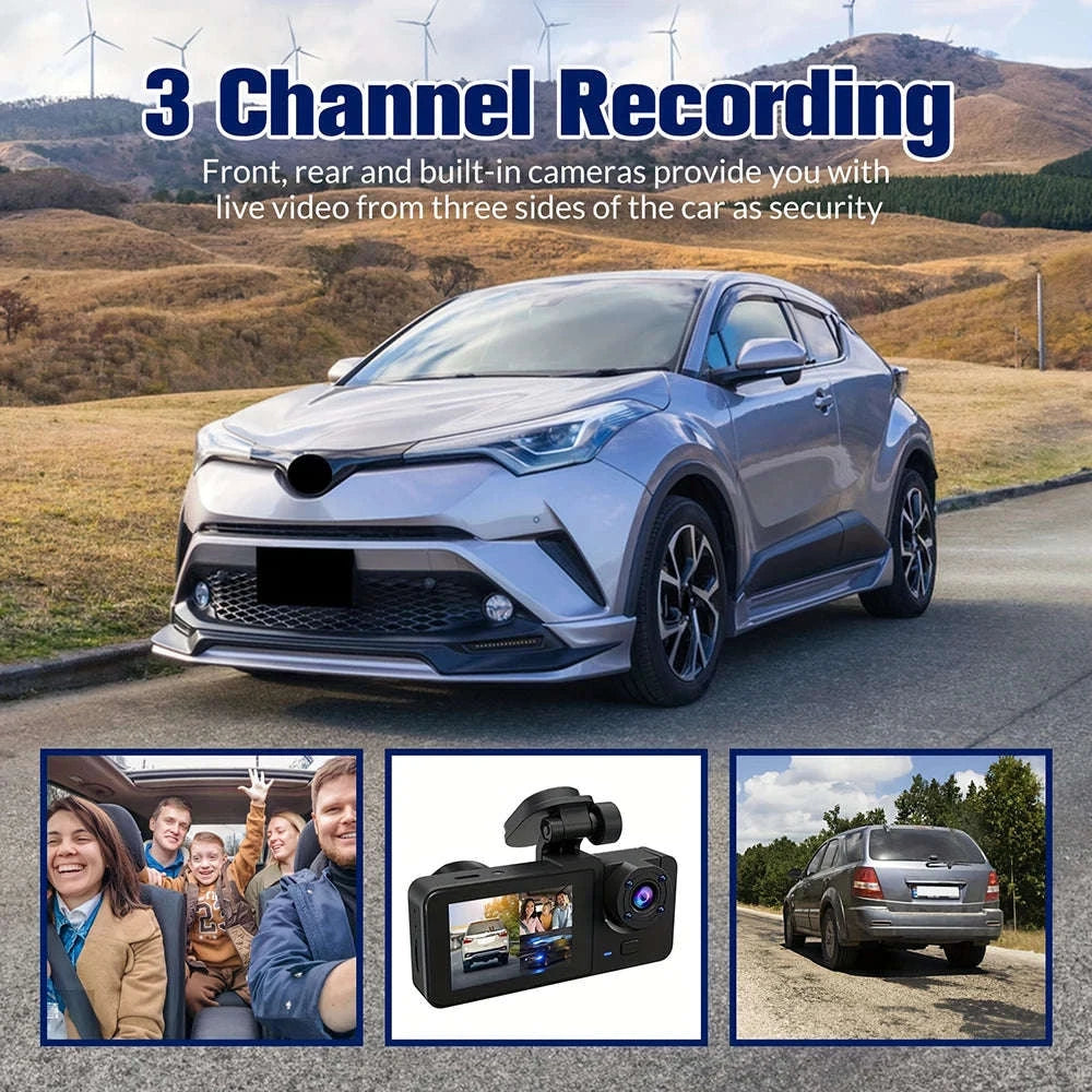 3 Channel Dash Cam 1080P Front Rear Interior Camera with WiFi Night Vision Parking Mode-X01-NOWIFI-2CAM / NONE