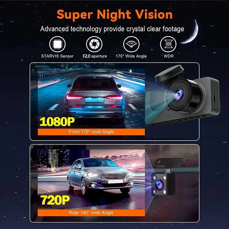 3 Channel Dash Cam 1080P Front Rear Interior Camera with WiFi Night Vision Parking Mode-X01-NOWIFI-2CAM / NONE
