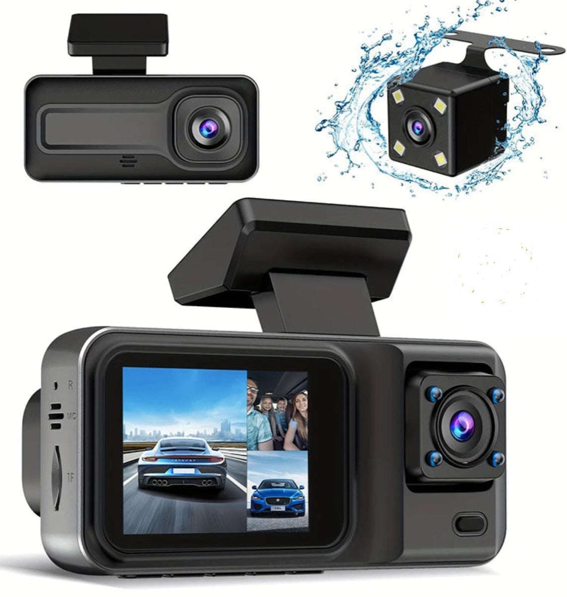 3 Channel Dash Cam for Cars with Front, Cabin & Rear View-3 Channel / With 32G TF Card