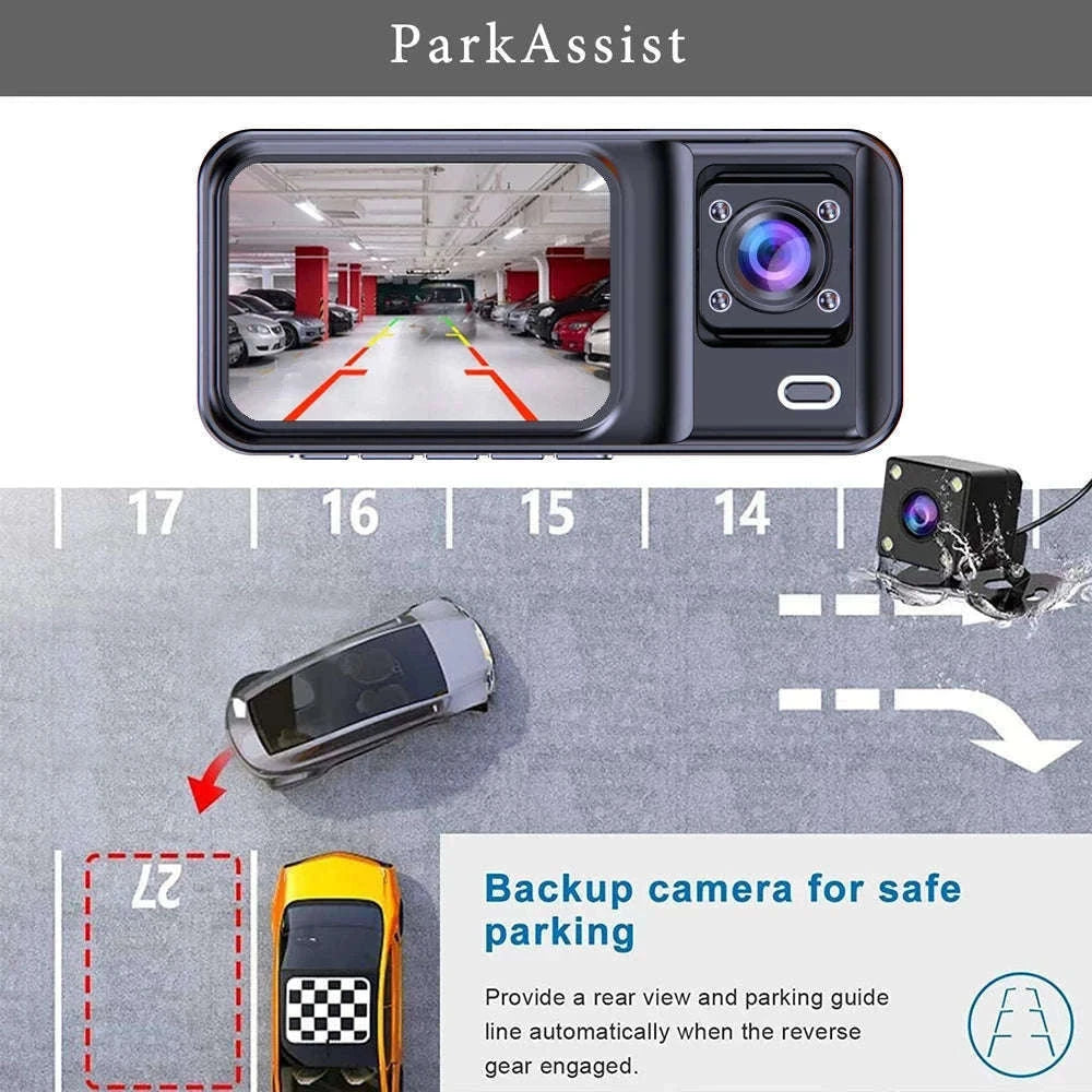 3 Channel Dash Cam for Cars with Front, Cabin & Rear View-3 Channel / With 32G TF Card