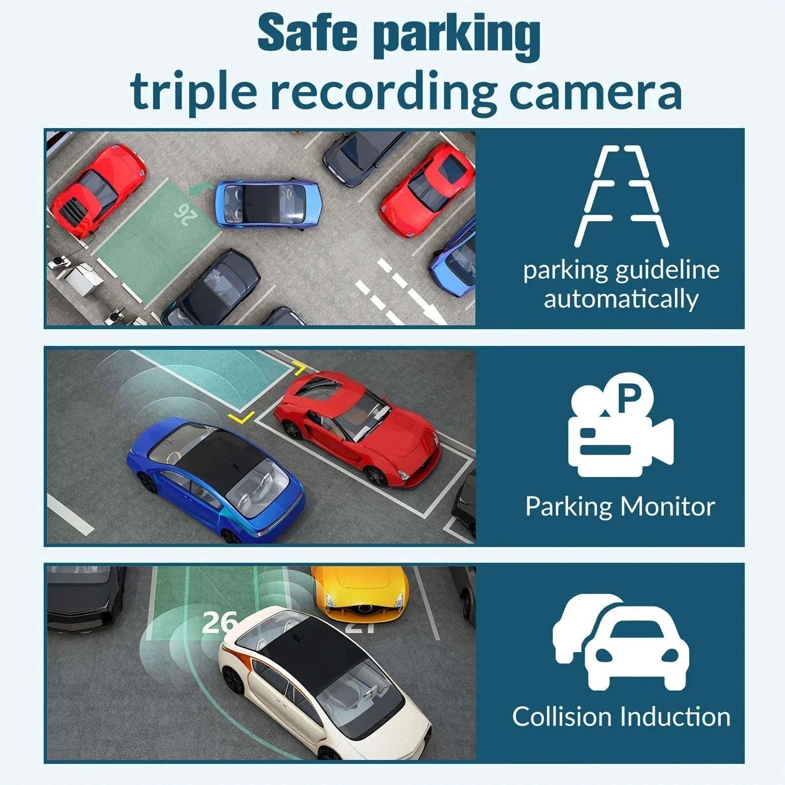 3 Channel Dash Cam for Cars with Front, Cabin & Rear View-3 Channel / With 32G TF Card