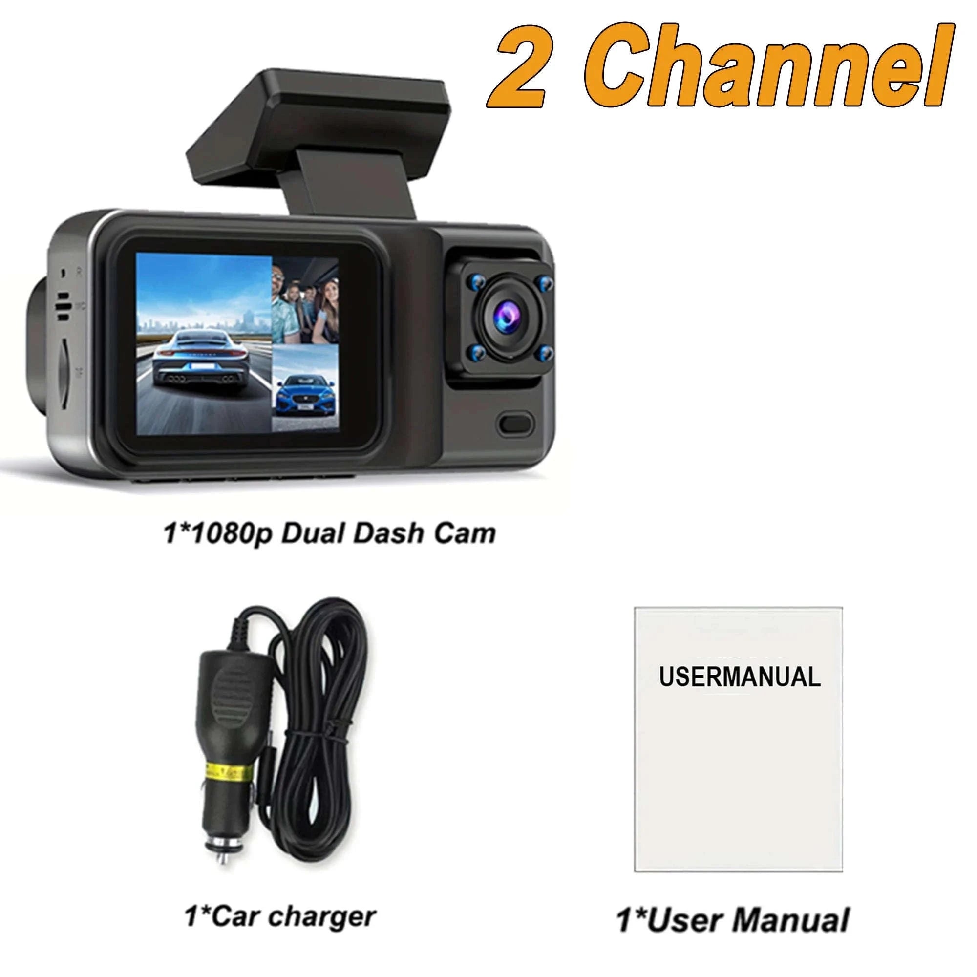 3 Channel Dash Cam for Cars with Front, Cabin & Rear View-3 Channel / With 32G TF Card