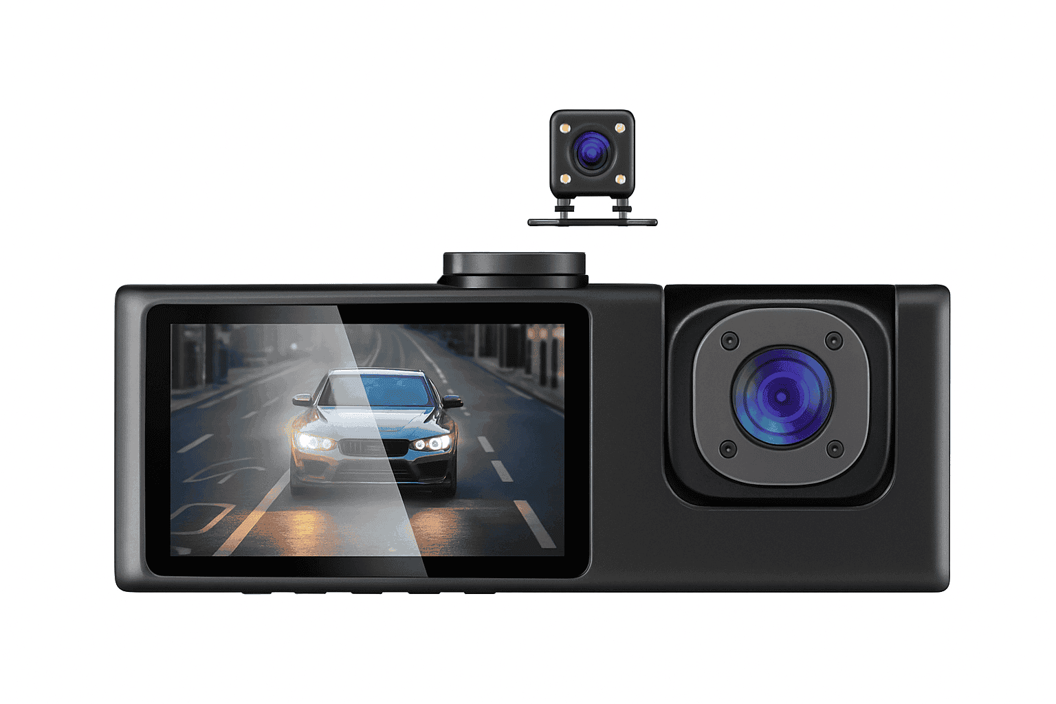 3-Channel Dash Camera with 1080P Front, Inside, Rear View-front inside rear / United States / None