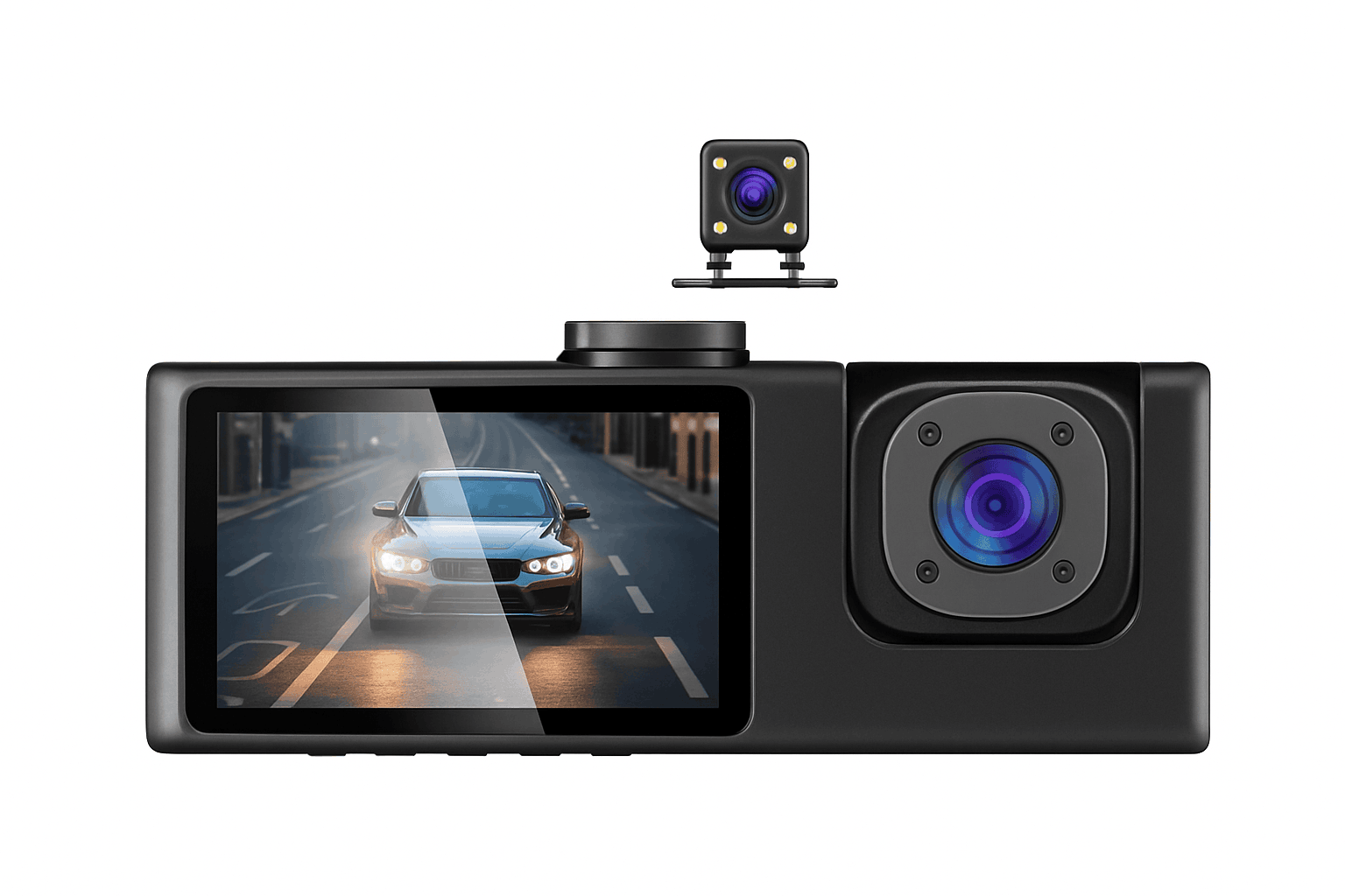 3-Channel Dash Camera with 1080P Front, Inside, Rear View-front inside rear / United States / None