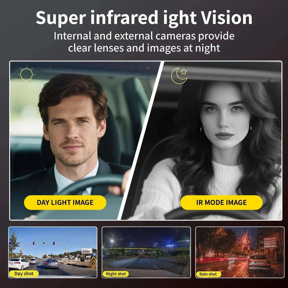 3-Channel Dash Camera with 1080P Front, Inside, Rear View-front inside rear / United States / None