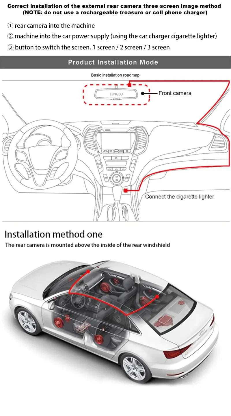 3 Channel WiFi Dash Cam Front Inside Rear 1080P Night Vision DVR-X3