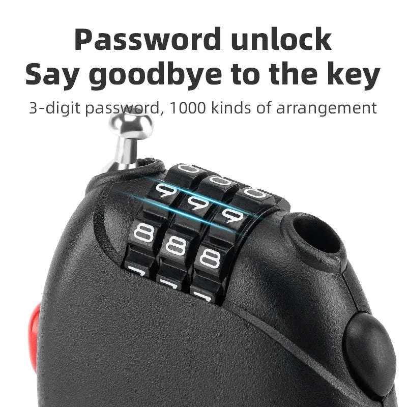 3-Digit Bicycle Cable Lock Steel Anti-Theft Helmet & Bike Lock-TL0956
