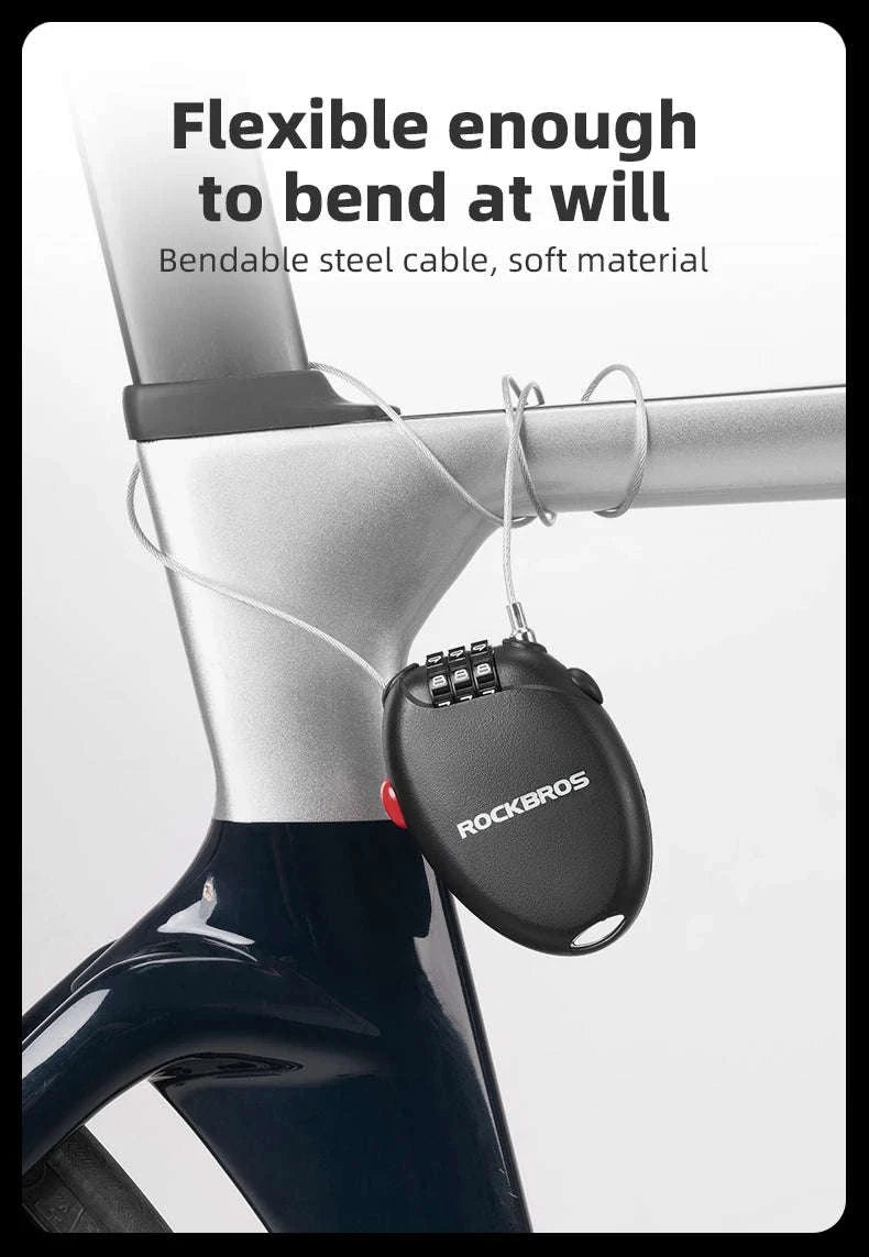 3-Digit Bicycle Cable Lock Steel Anti-Theft Helmet & Bike Lock-TL0956