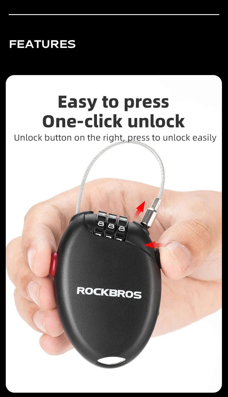 3-Digit Bicycle Cable Lock Steel Anti-Theft Helmet & Bike Lock-TL0956